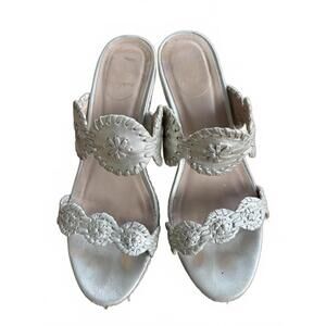 Jack‎ Rogers Leigh Wedge Metallic Silver Sandals (7.5)